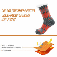 Women's Fur Lined Chunky Slipper Socks Pack Of 2 Non Slip Knitted Lounge Socks