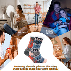 Women's Fur Lined Chunky Slipper Socks Pack Of 2 Non Slip Knitted Lounge Socks