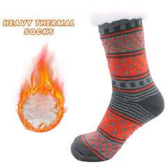 Women's Fur Lined Chunky Slipper Socks Pack Of 2 Non Slip Knitted Lounge Socks