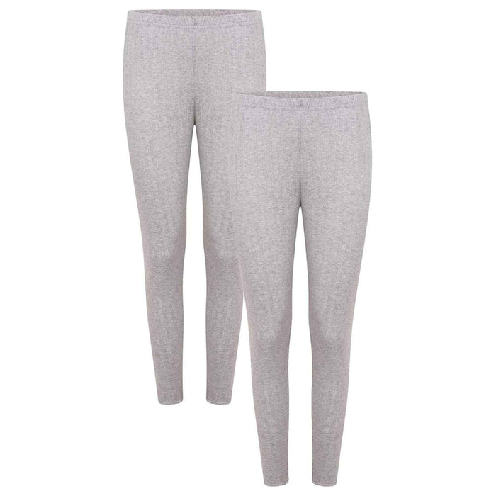 Women's Thermal Pants 2 Pack Cotton Rich Insulating Yarn Ribbed Comfort Fit, MARL GREY