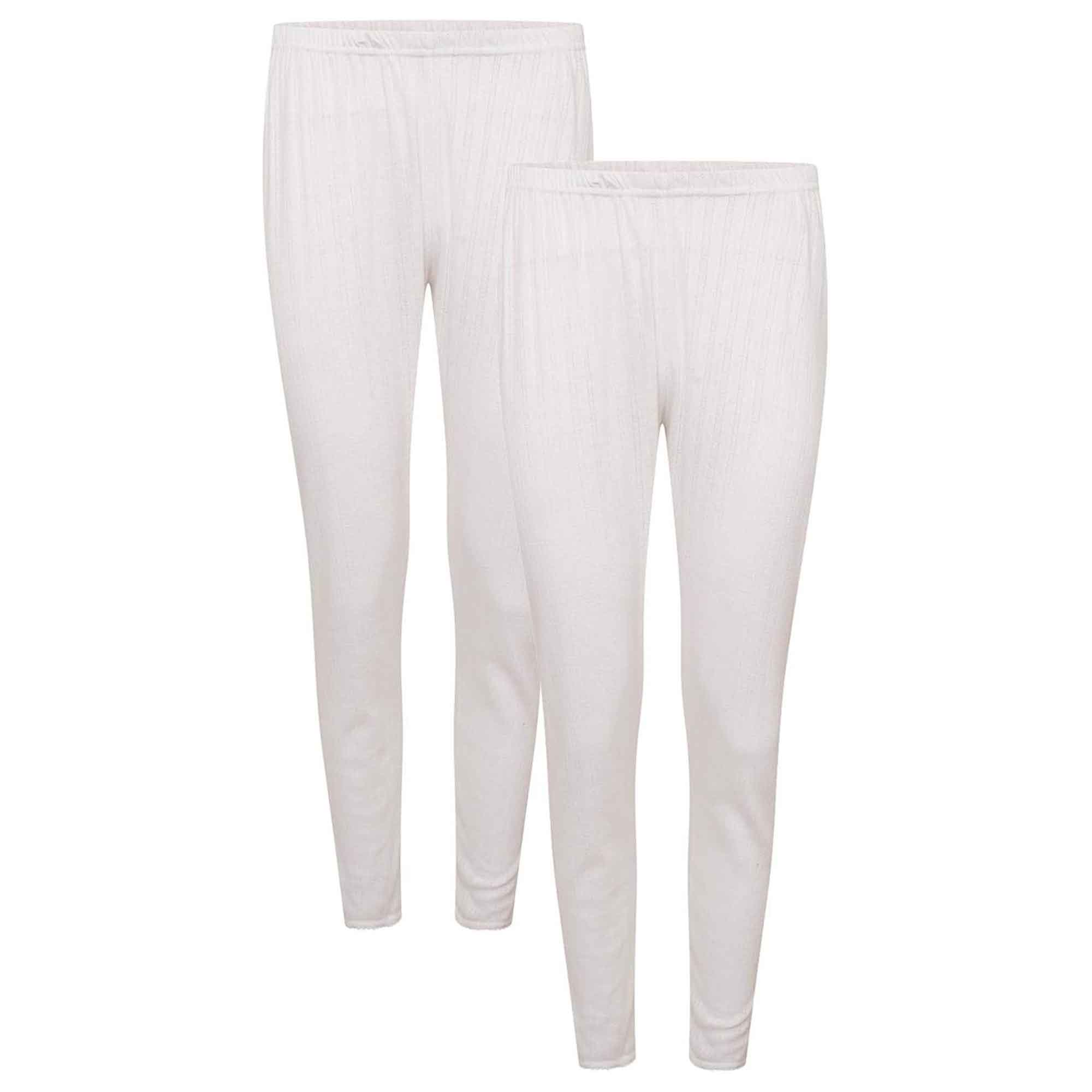 Women's Thermal Pants 2 Pack Cotton Rich Insulating Yarn Ribbed Comfort Fit