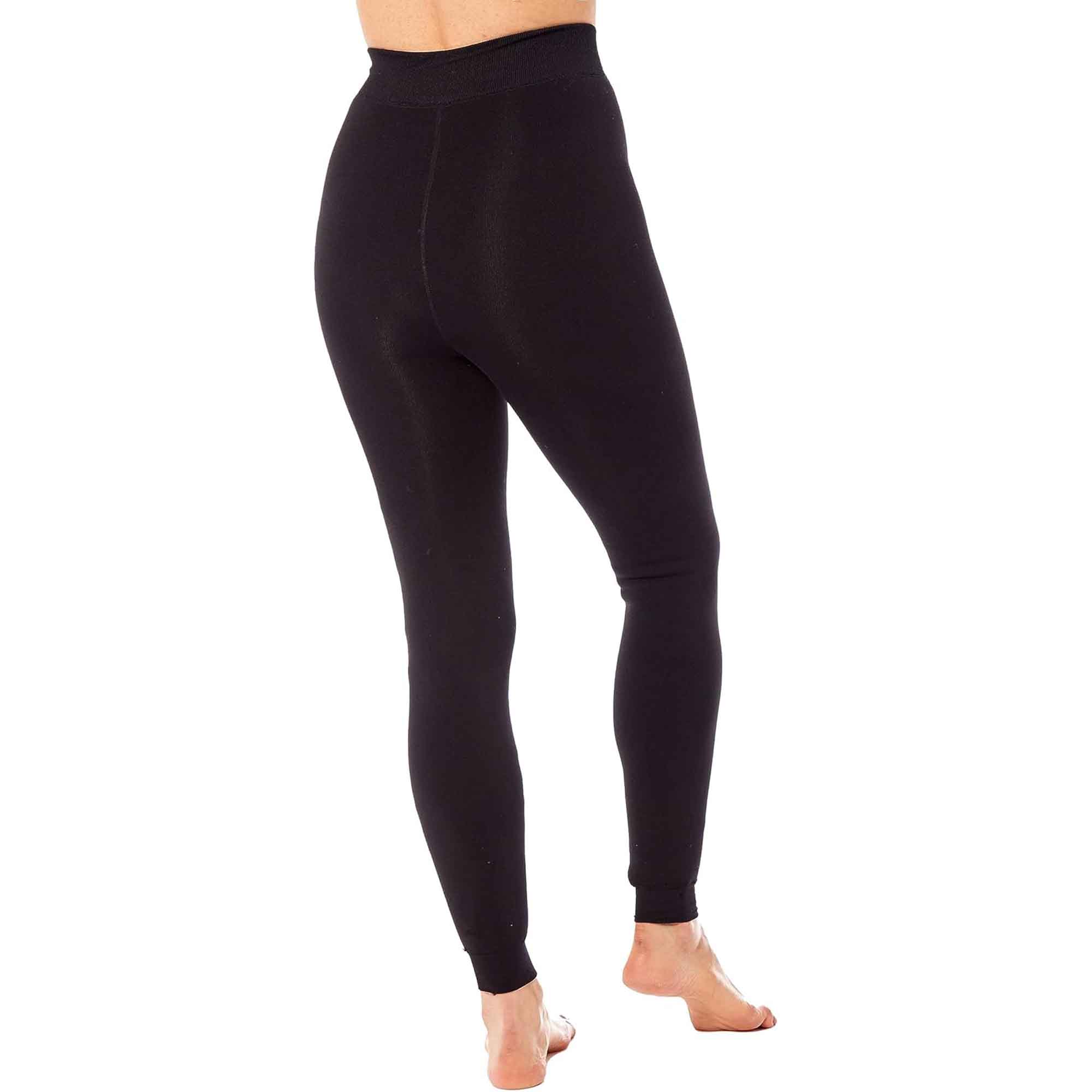 Pack Of 2 Women's Ultra Thermal Brushed Black Leggings 140 Denier