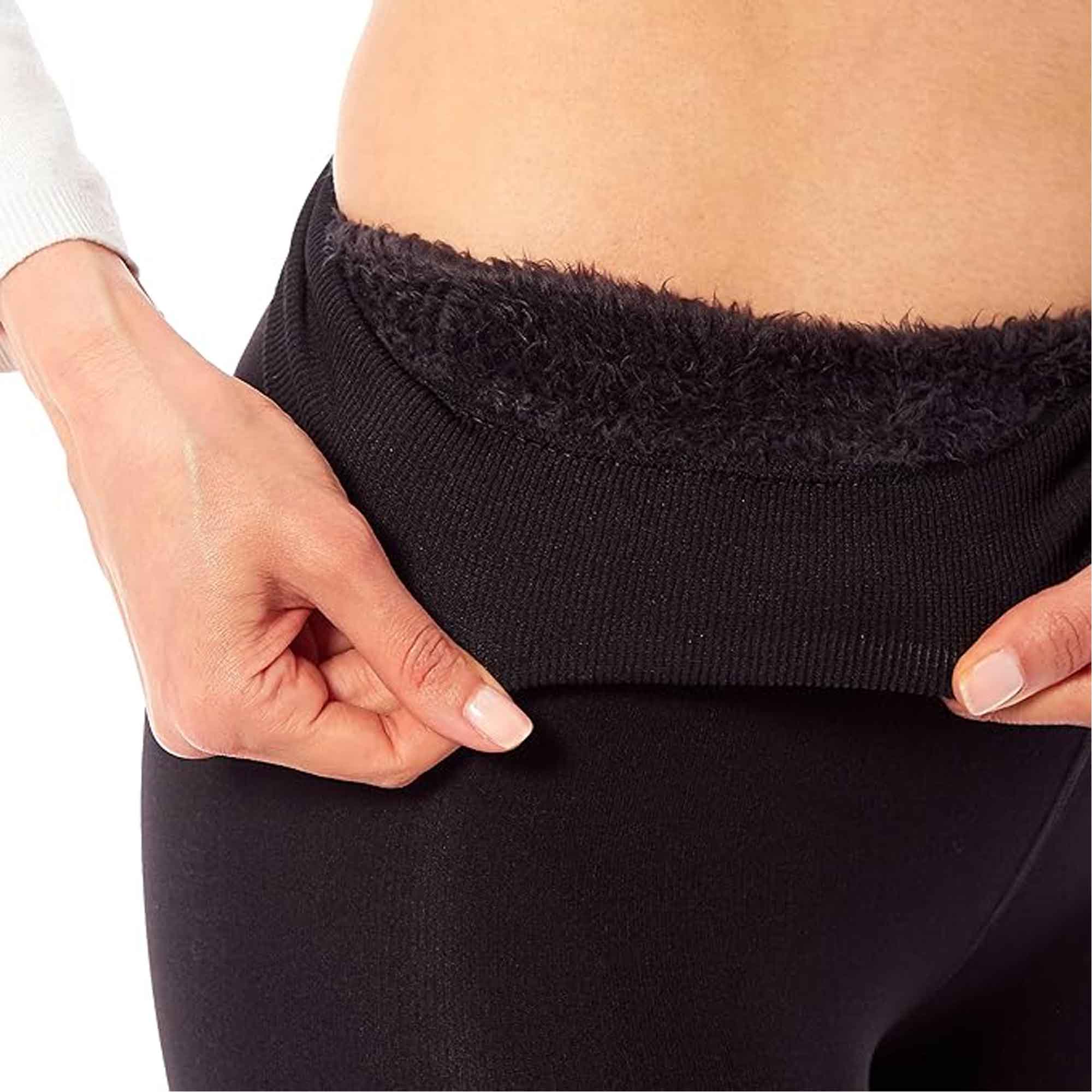 Pack Of 2 Women's Ultra Thermal Brushed Black Leggings 140 Denier