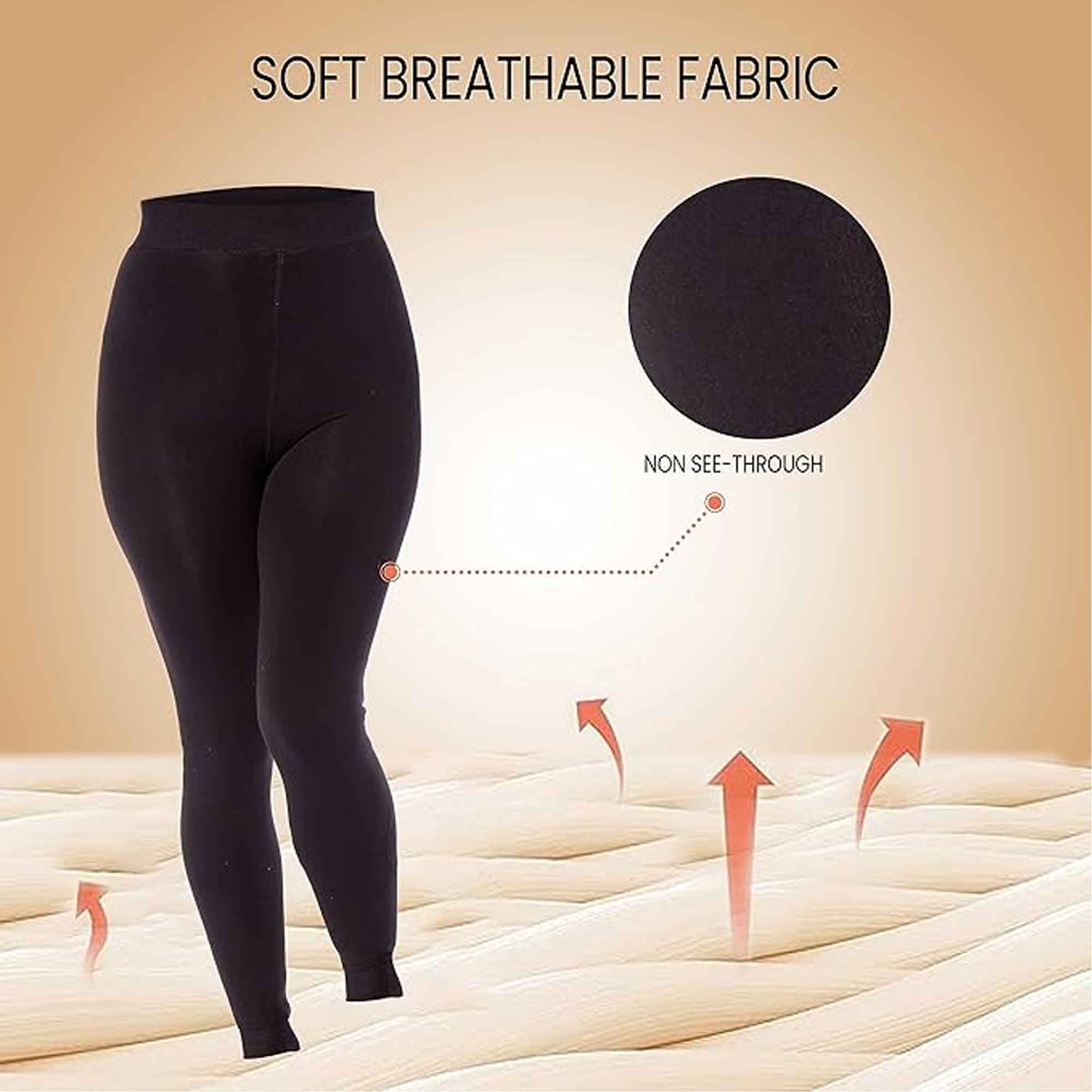 Pack Of 2 Women's Ultra Thermal Brushed Black Leggings 140 Denier