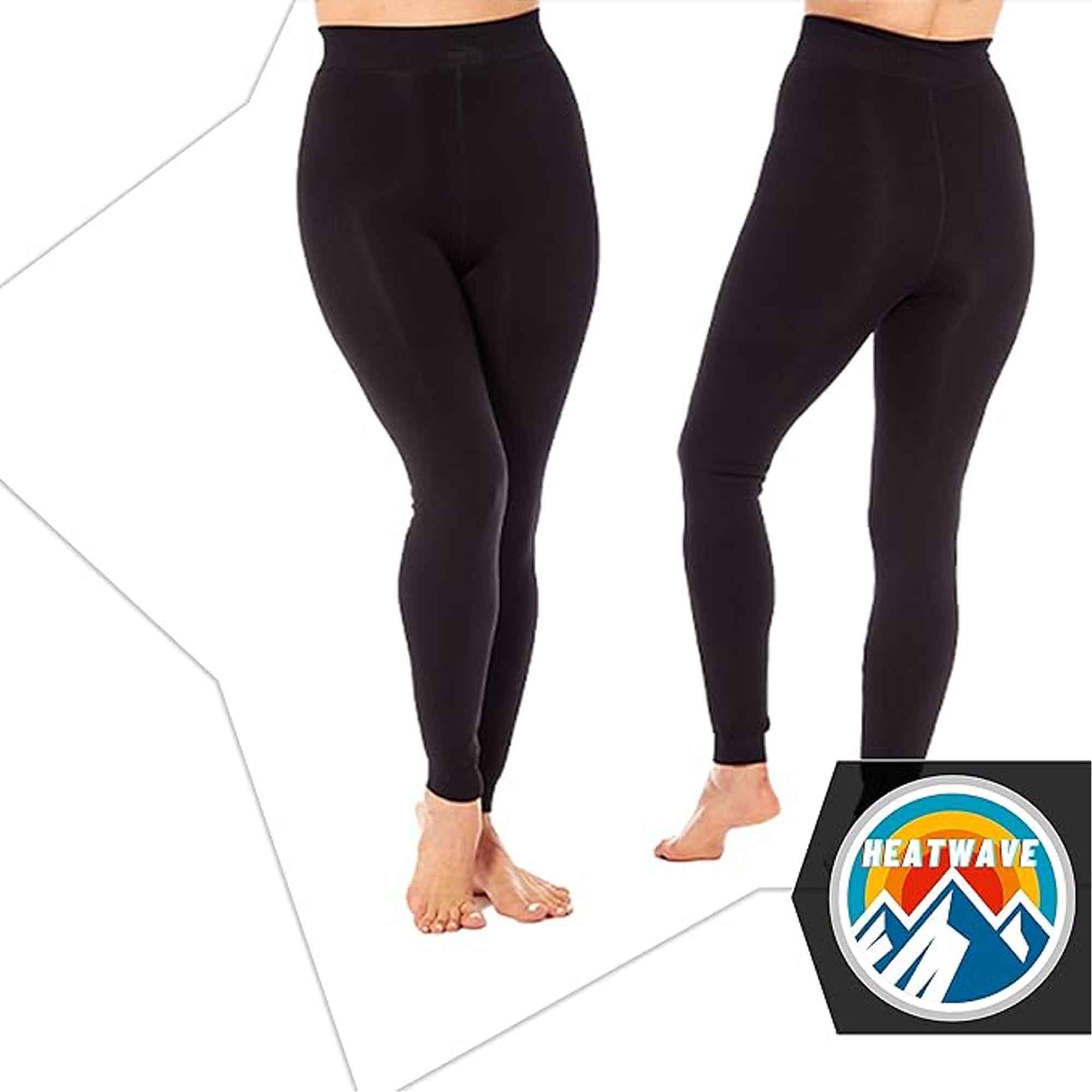 Pack Of 2 Women's Ultra Thermal Brushed Black Leggings 140 Denier