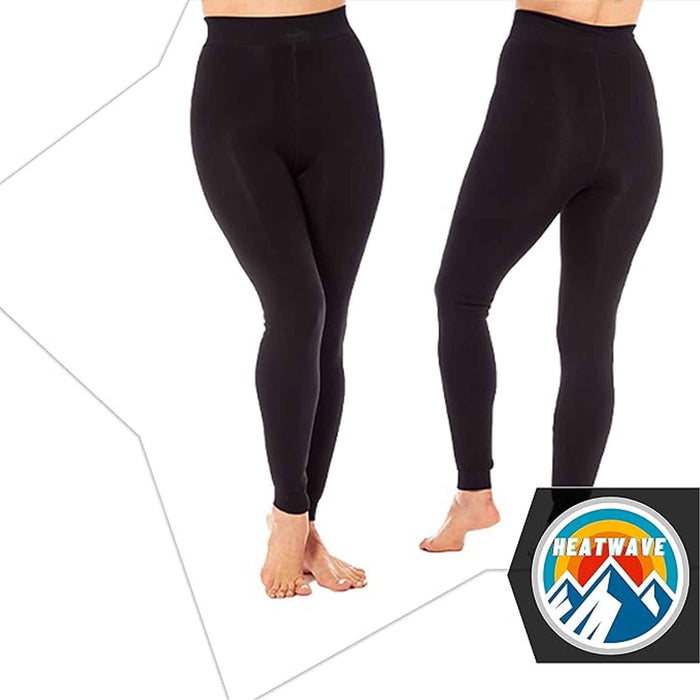 Pack Of 2 Women's Ultra Thermal Brushed Black Leggings 140 Denier, image 2