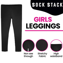 Girls' Thermal Fleece Leggings Pack Of 3 Warm Stretchable Winter