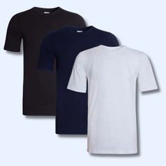 Men's Plain T-Shirts Pack Of 3 Short Sleeve Soft Breathable Cotton Blend