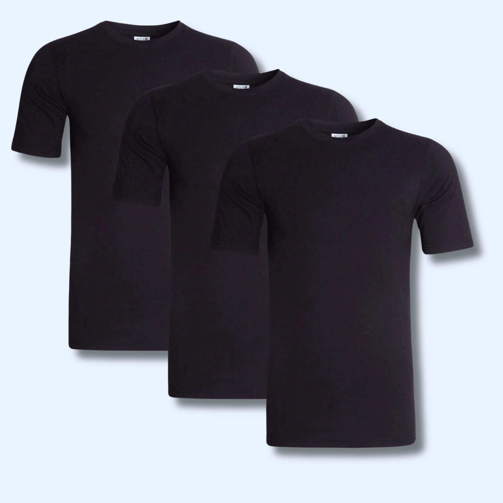 Men's Plain T-Shirts Pack Of 3 Short Sleeve Soft Breathable Cotton Blend
