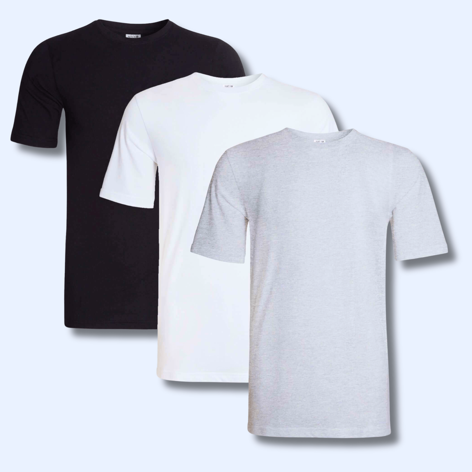 Men's Plain T-Shirts Pack Of 3 Short Sleeve Soft Breathable Cotton Blend
