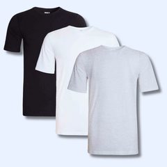 Men's Plain T-Shirts Pack Of 3 Short Sleeve Soft Breathable Cotton Blend