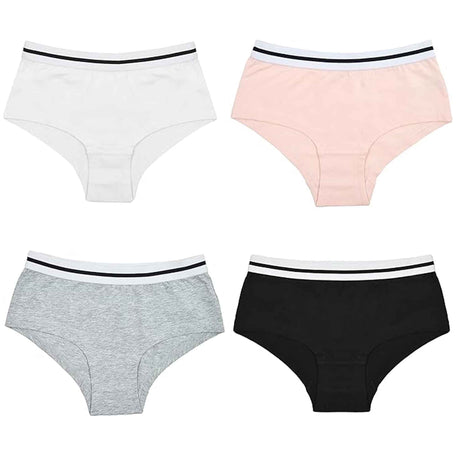 Pack Of 4 Girls' Cotton Comfort Fit Shorts Underwear Breathable Stretchy