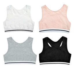 Pack Of 4 Girls' Racer Back Seamless Sports Bralettes Crop Top Training Bras