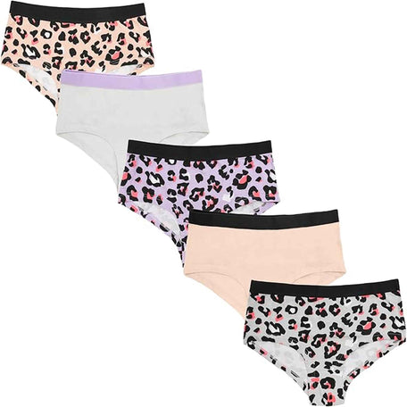 Pack Of 5 Girls' Cotton Underwear Briefs Soft Durable Comfort Fit Ages 9