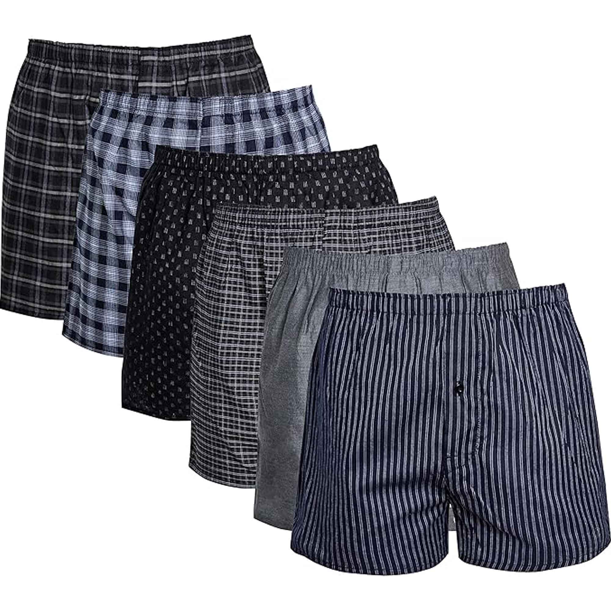 Pack Of 6 Boys' Loose Fit Woven Boxer Shorts Cotton Mix Breathable