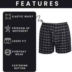 Pack Of 6 Boys' Loose Fit Woven Boxer Shorts Cotton Mix Breathable
