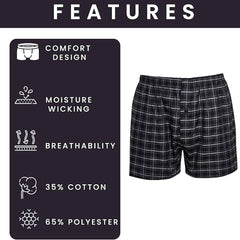 Pack Of 6 Boys' Loose Fit Woven Boxer Shorts Cotton Mix Breathable