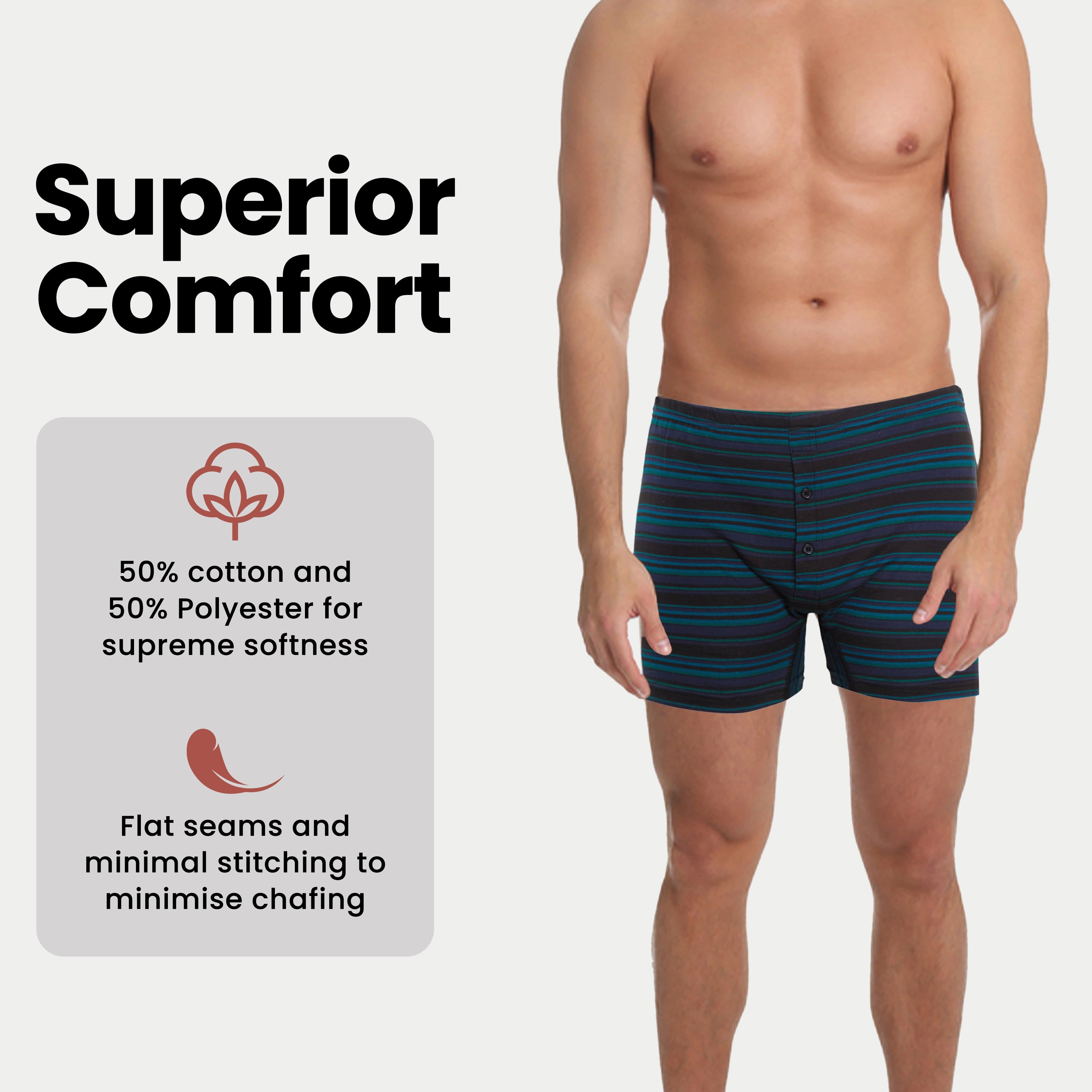 Men's Jersey Boxer Shorts Pack Of 6 Classic Fit Underwear Stretch Comfort