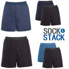 Men's Boxer Shorts Pack Of 6 Loose Fit Cotton-Blend Jersey With Button Fly