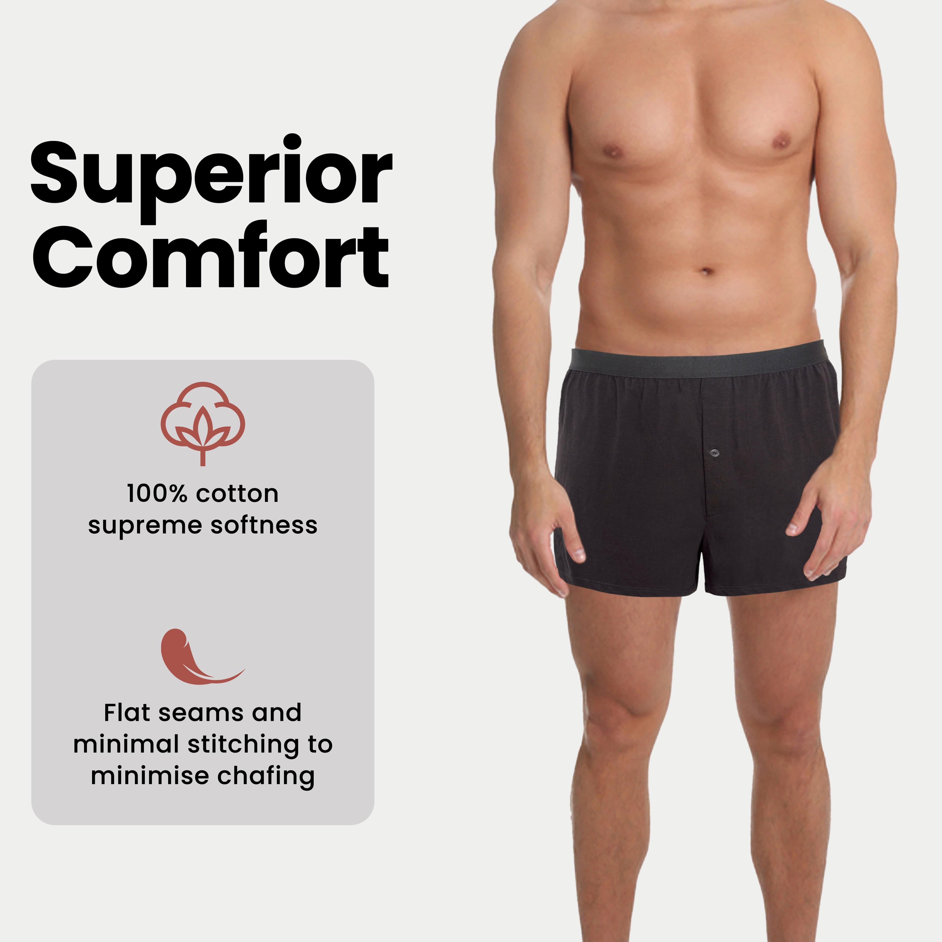 Men's Boxer Shorts Pack Of 6 Loose Fit Cotton-Blend Jersey With Button Fly