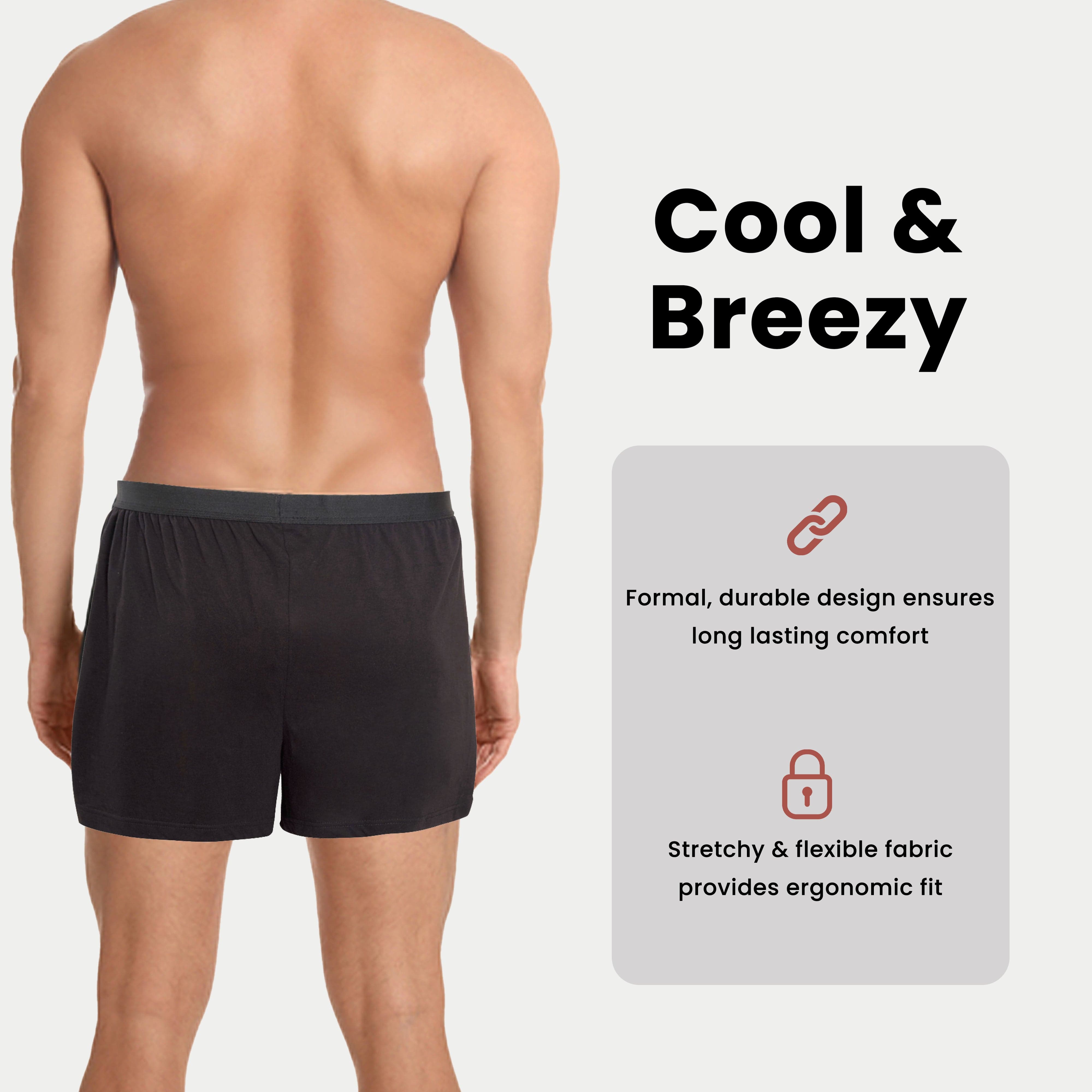 Men's Boxer Shorts Pack Of 6 Loose Fit Cotton-Blend Jersey With Button Fly