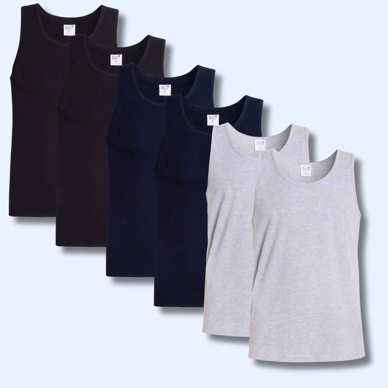 Men's Gym Muscle Vests 6 Pack – Cotton Blend, Fitted