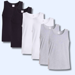 Men's Gym Muscle Vests 6 Pack – Cotton Blend, Fitted