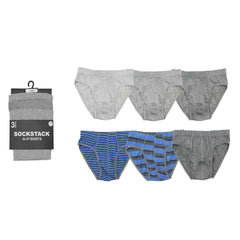 Men's Cotton Stretch Striped Briefs Pack Of 6 Breathable Waistband Assorted