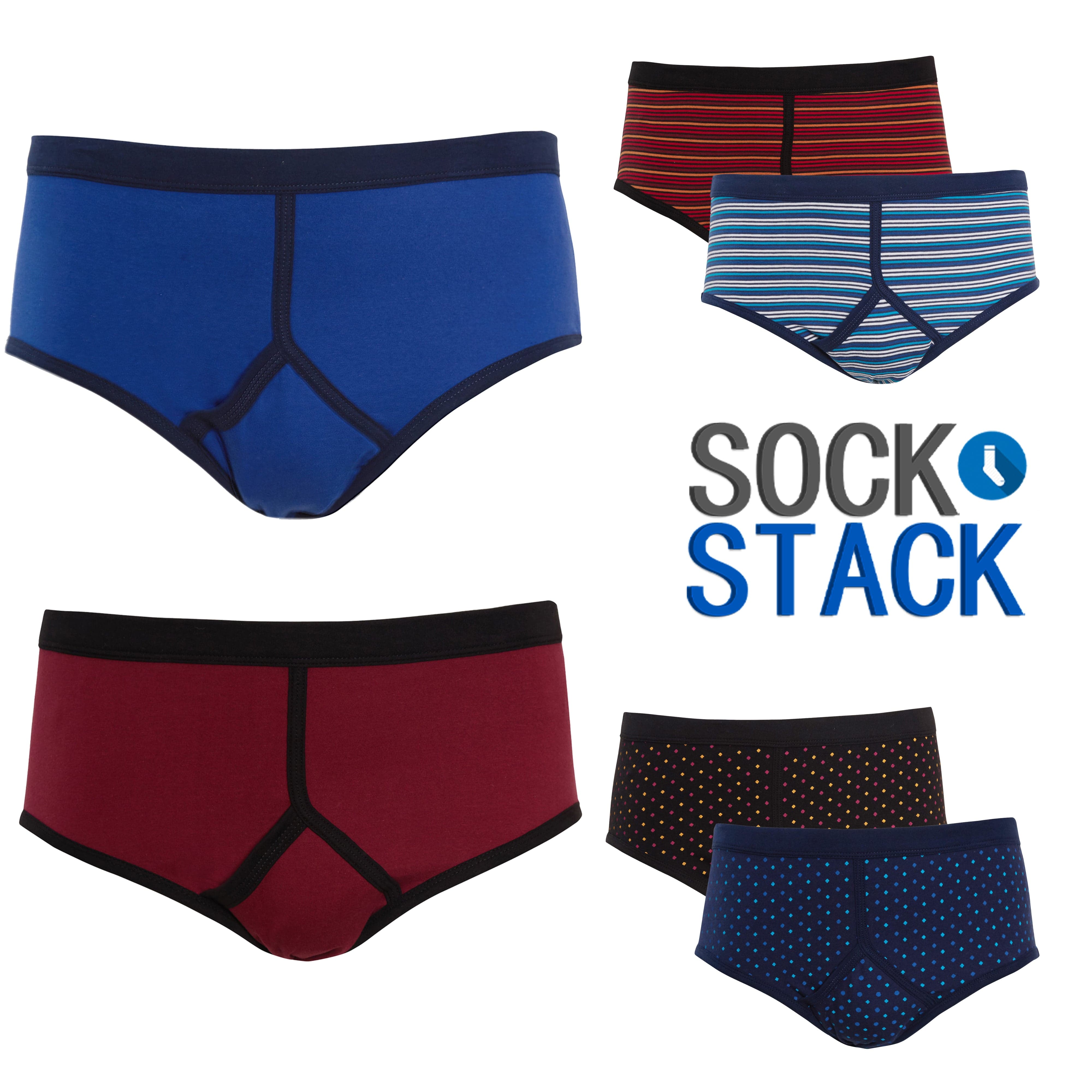Pack Of 6 Men's Printed Cotton Blend Briefs Classic Fit Underwear Multipack