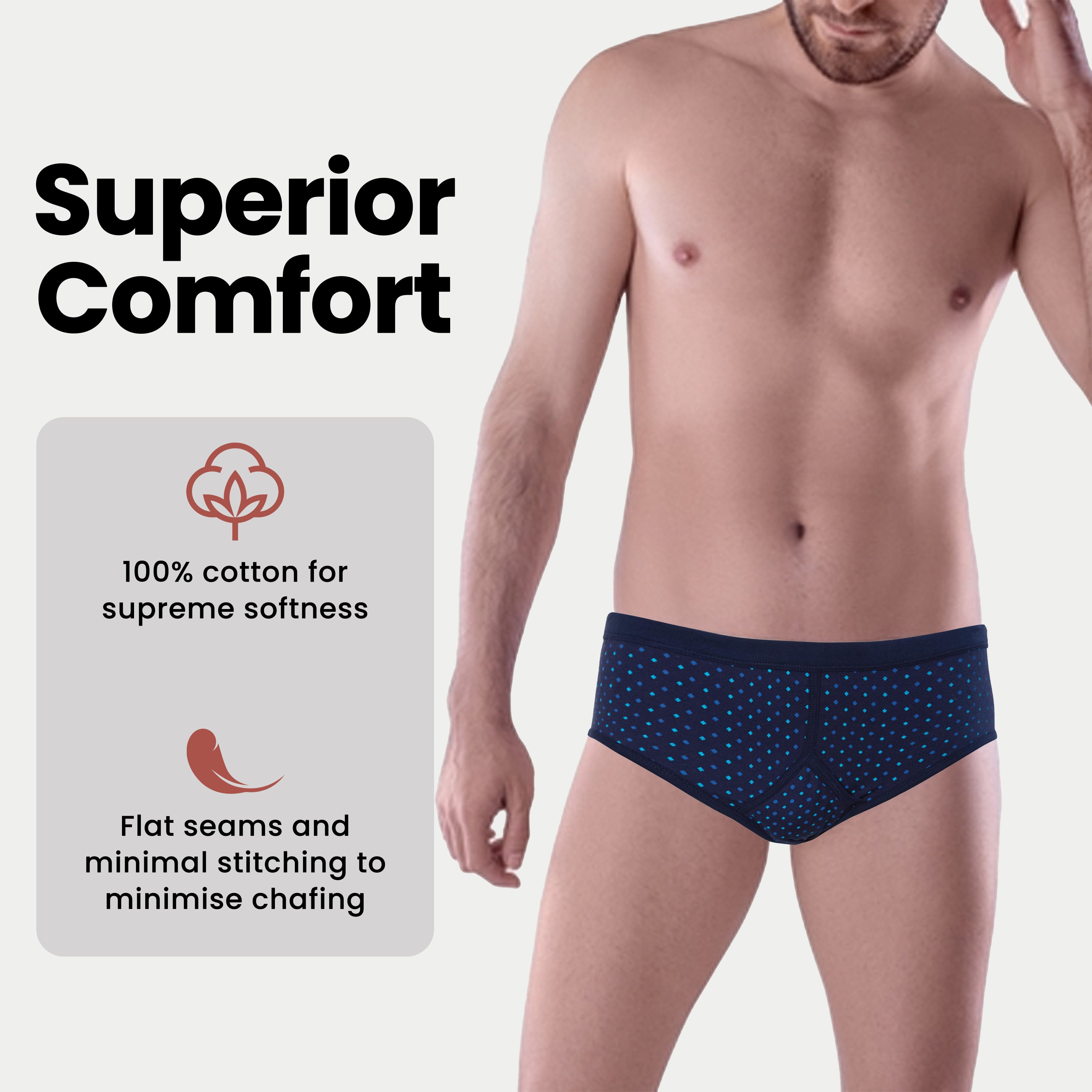 Pack Of 6 Men's Printed Cotton Blend Briefs Classic Fit Underwear Multipack