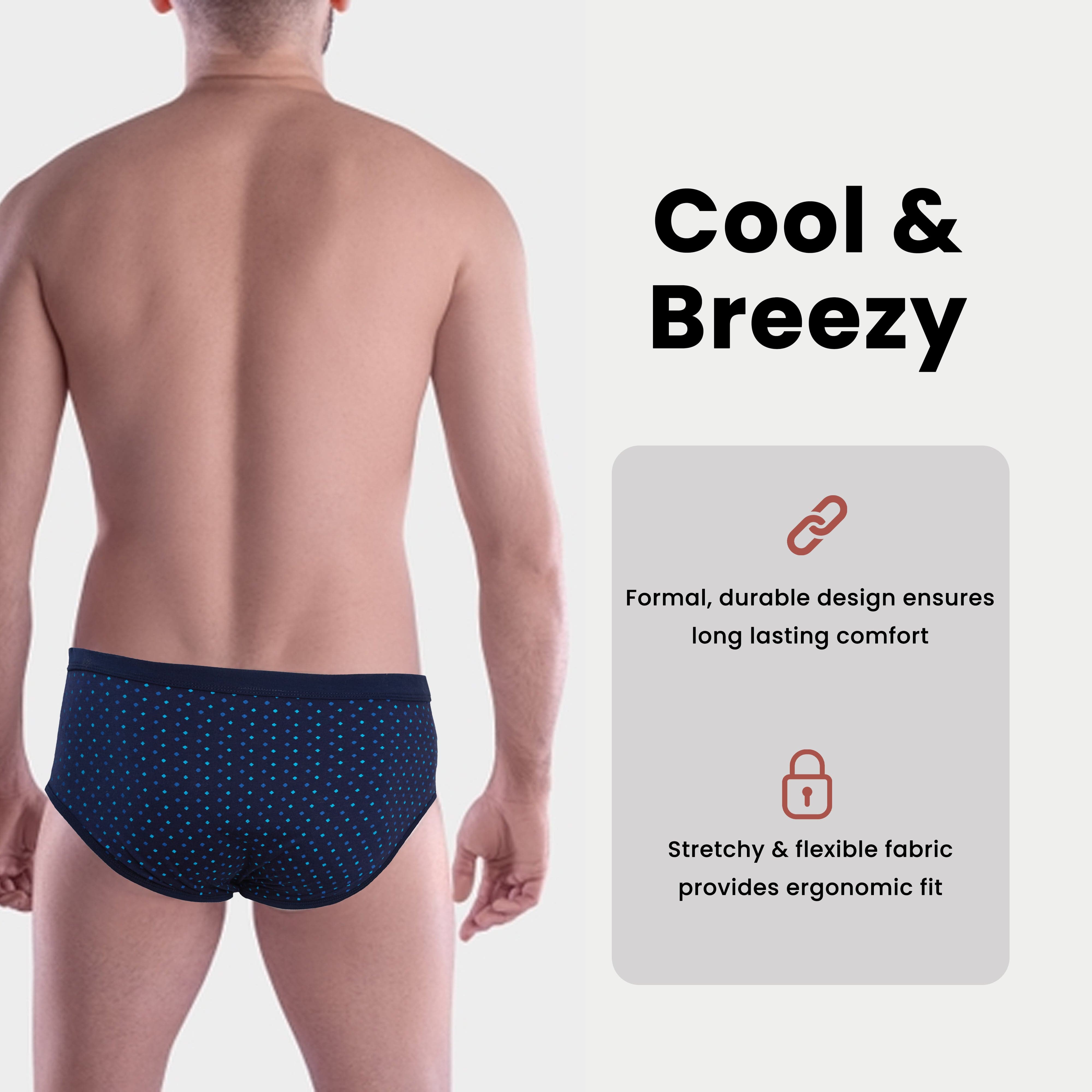Pack Of 6 Men's Printed Cotton Blend Briefs Classic Fit Underwear Multipack