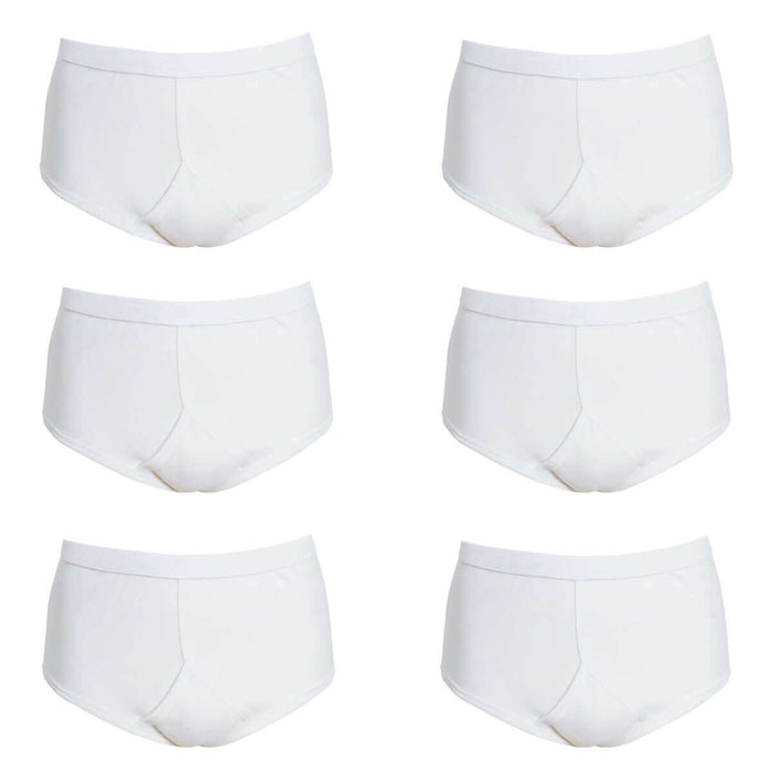 Pack Of 6 Men's Organic Cotton Y Front Underpants Breathable Moisture Wicking, WHITE