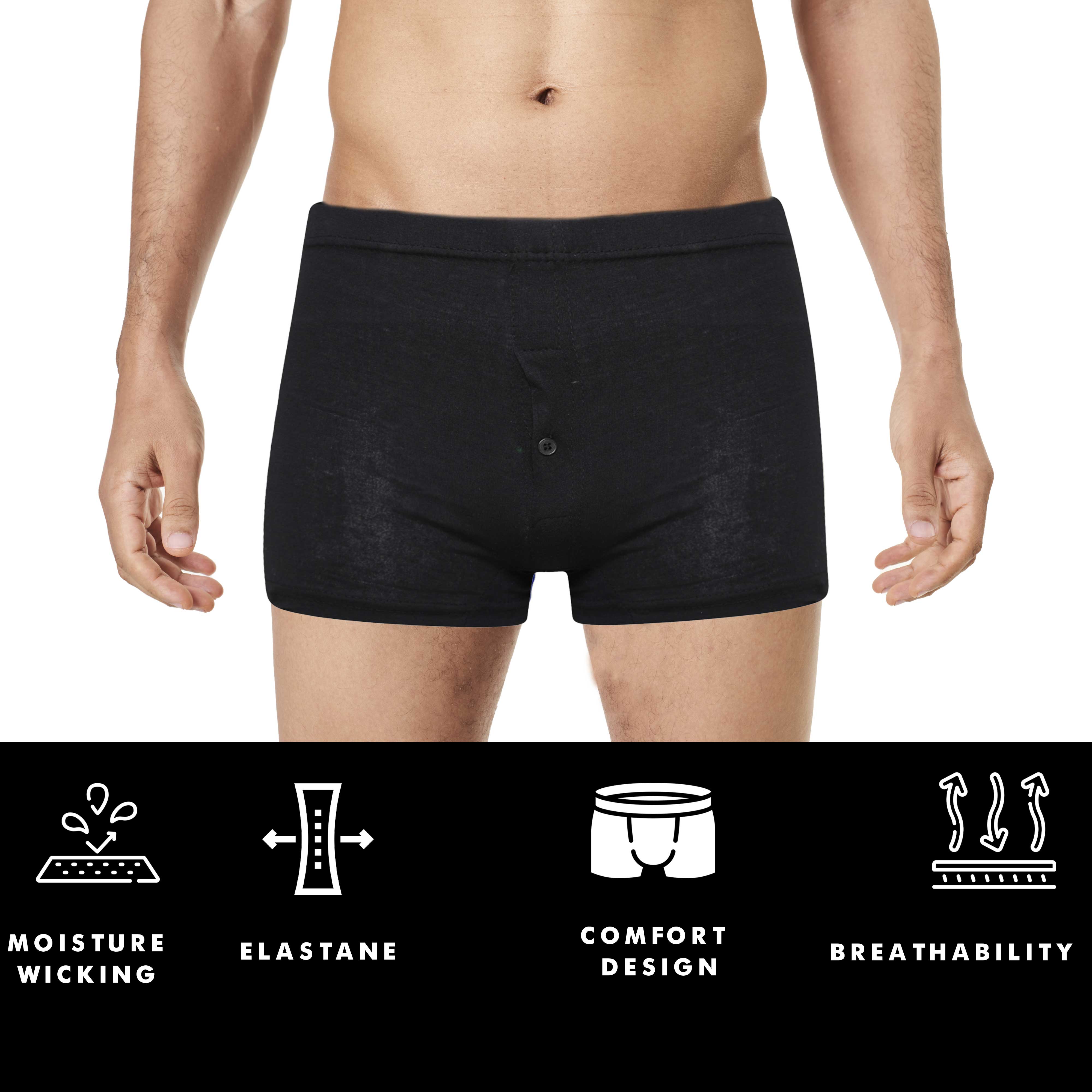 Men's Jersey Boxer Shorts Cotton Rich Button Fly Pack Of 6