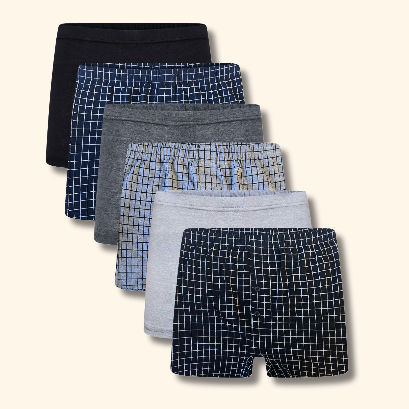 Men's Jersey Boxer Shorts Cotton Rich Button Fly Pack Of 6