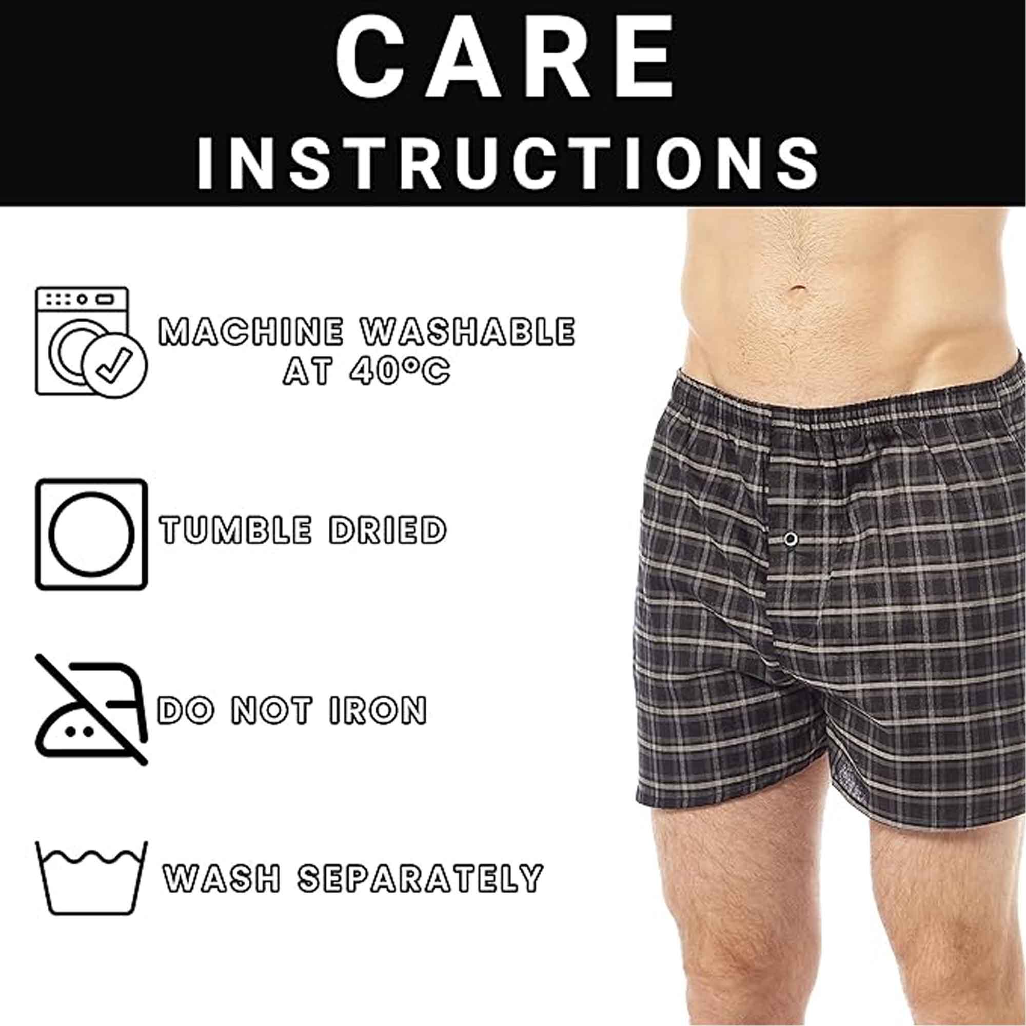 Men's Woven Boxers 6 Pack Loose Fit Comfort Waistband Cotton Mix Multipack