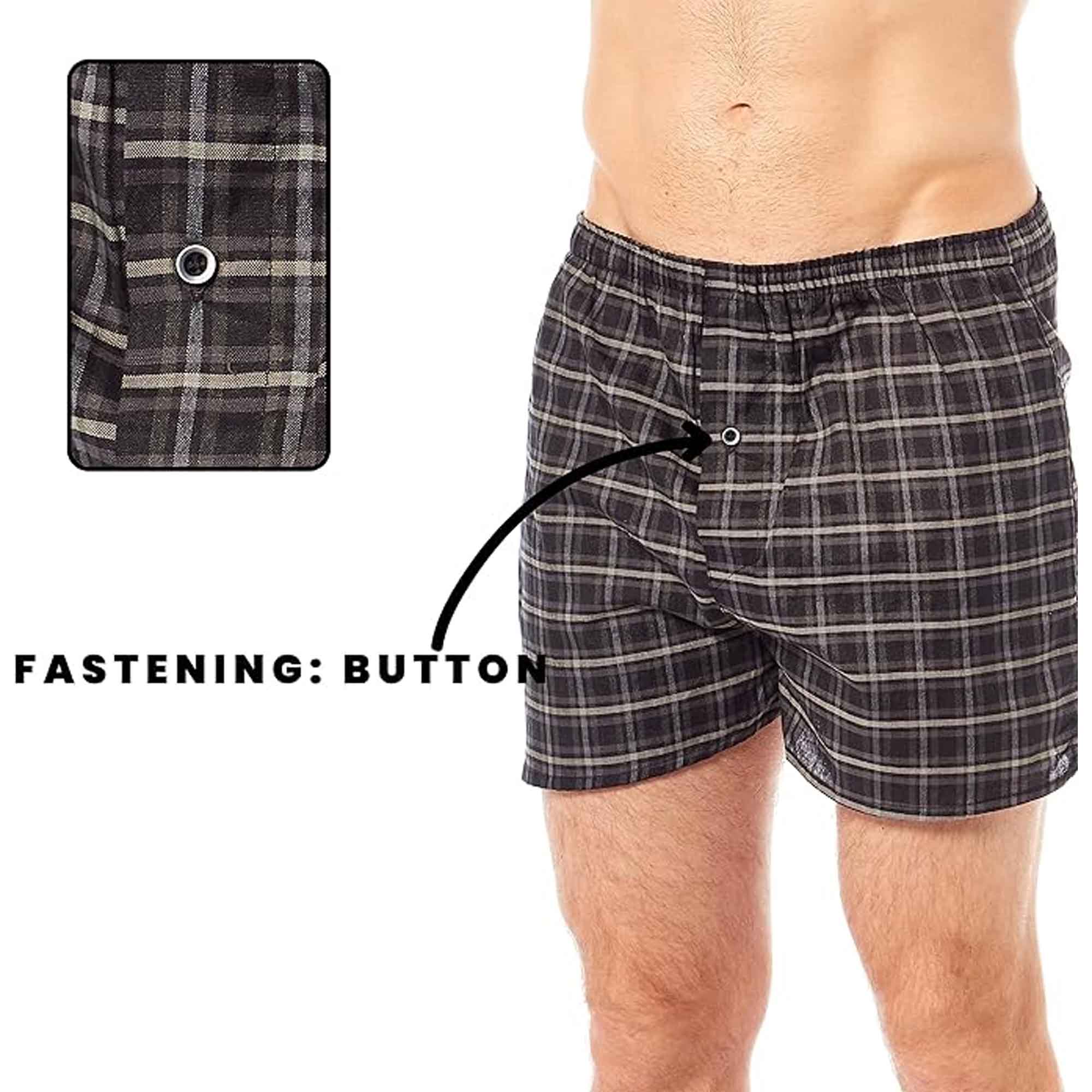 Men's Woven Boxers 6 Pack Loose Fit Comfort Waistband Cotton Mix Multipack