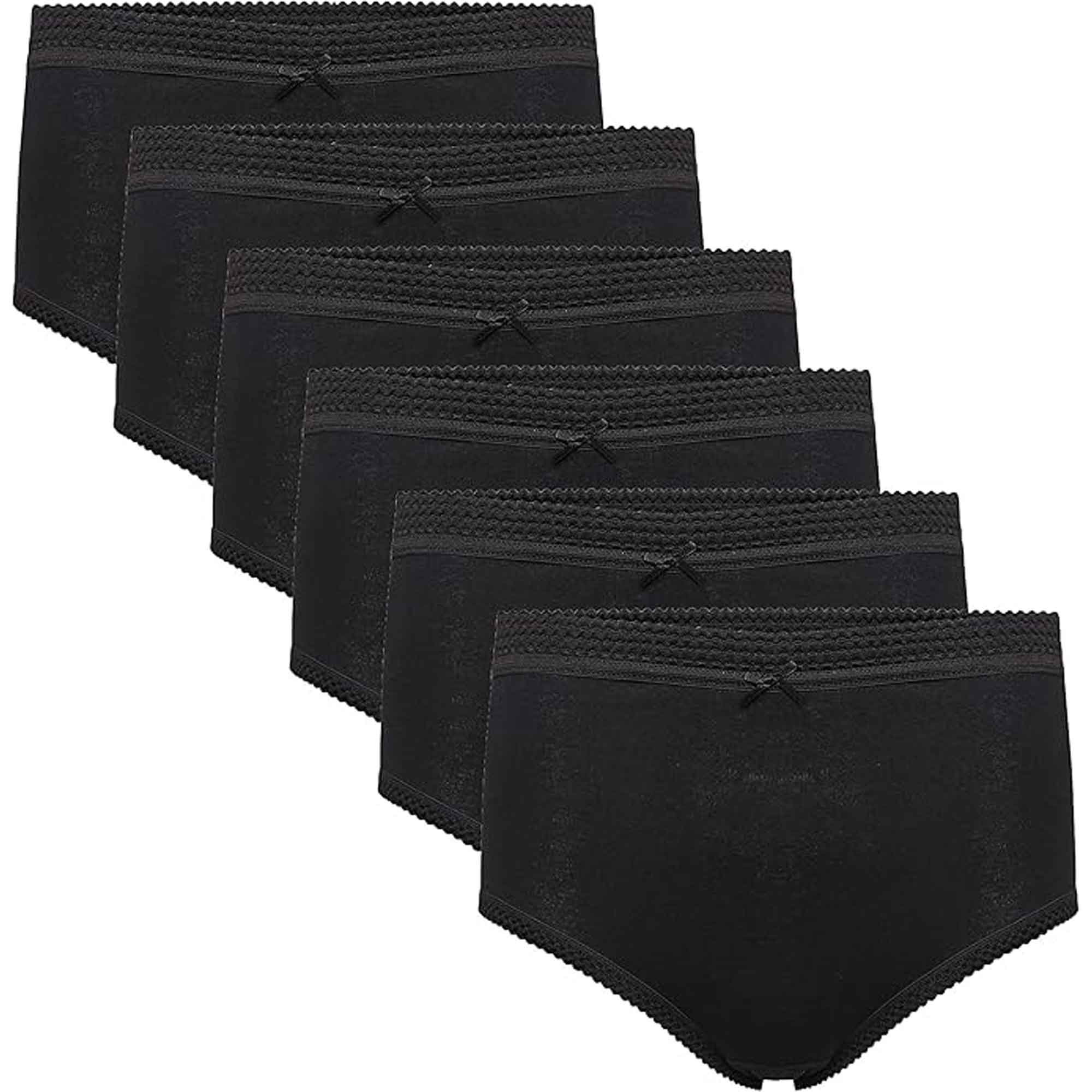 Women's 100% Cotton Maxi Briefs 6 Pack – Full Coverage, UK 10–24