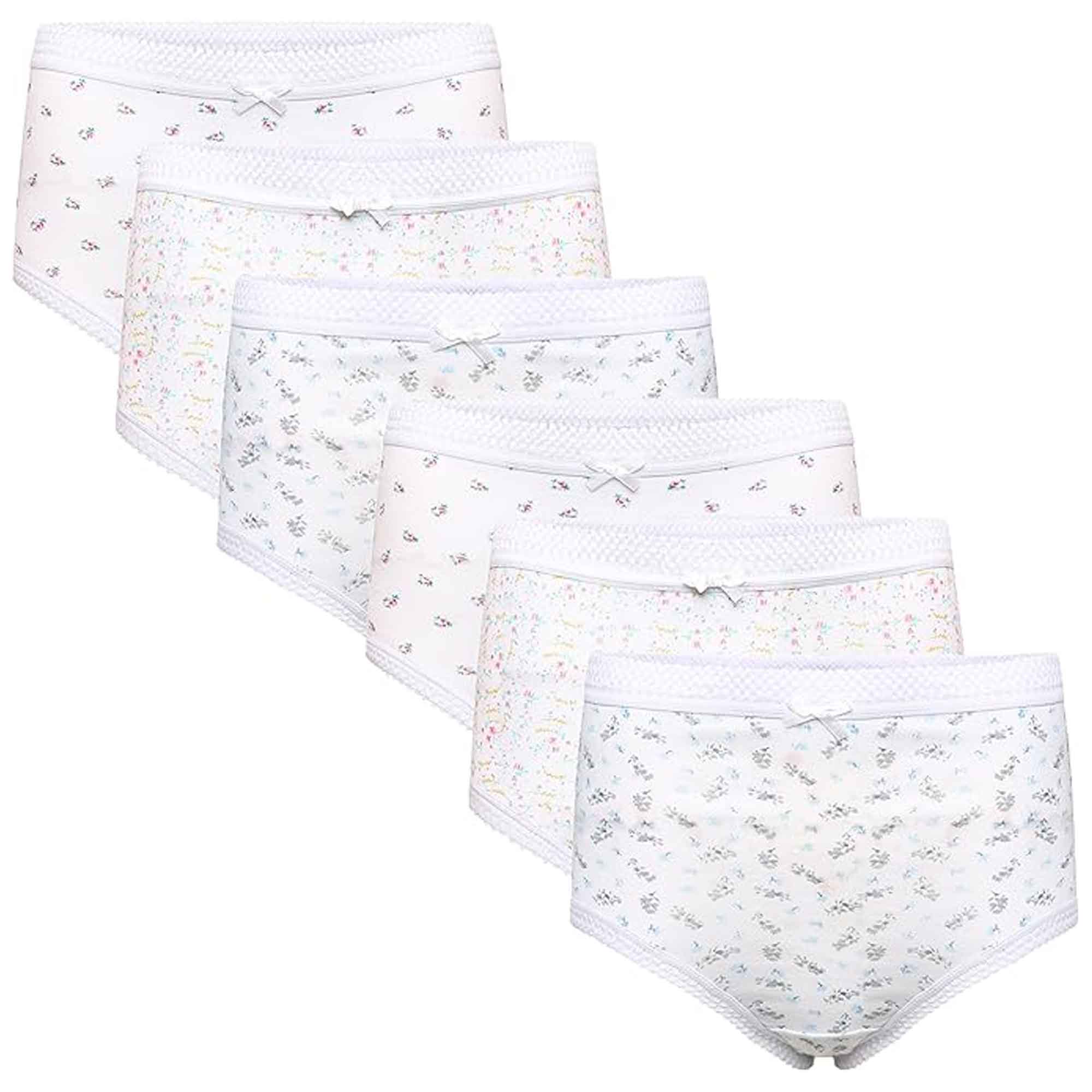 Women's 100% Cotton Maxi Briefs 6 Pack – Full Coverage, UK 10–24