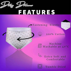Women's 100% Cotton Maxi Briefs 6 Pack – Full Coverage, UK 10–24