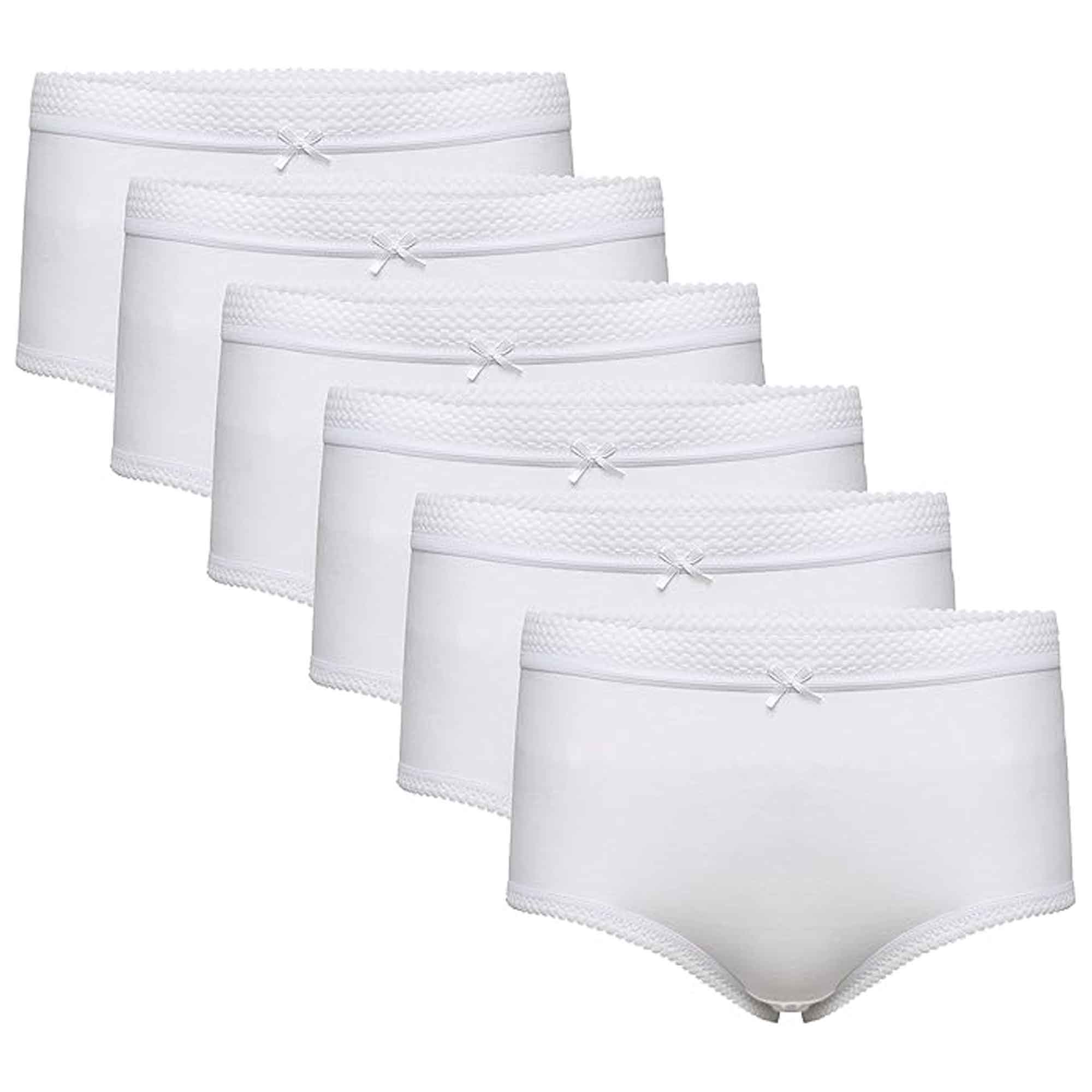 Women's 100% Cotton Maxi Briefs 6 Pack – Full Coverage, UK 10–24
