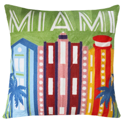 Miami Art Deco Needlepoint Cushion – 45cm, Velvet Back