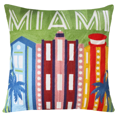 Miami Art Deco Needlepoint Cushion – 45cm, Velvet Back