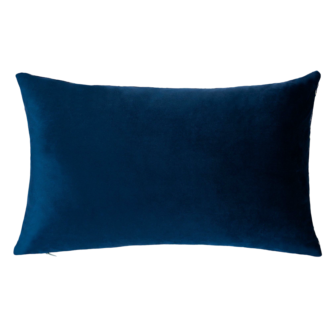 Please Leave By 9 Needlepoint Lumbar Cushion – Navy Velvet Back