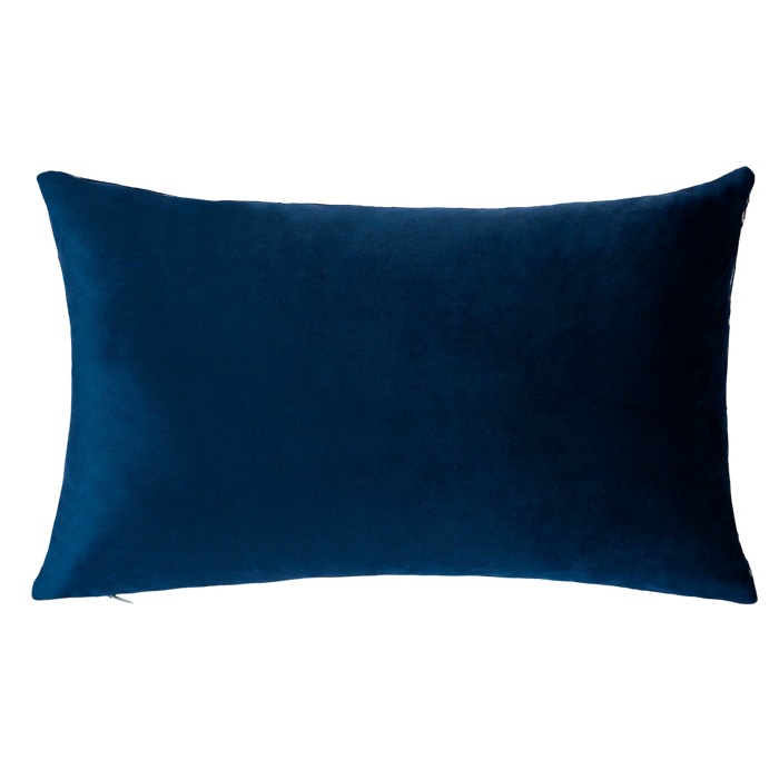 Please Leave By 9 Needlepoint Lumbar Cushion, Navy Velvet Back, image 2