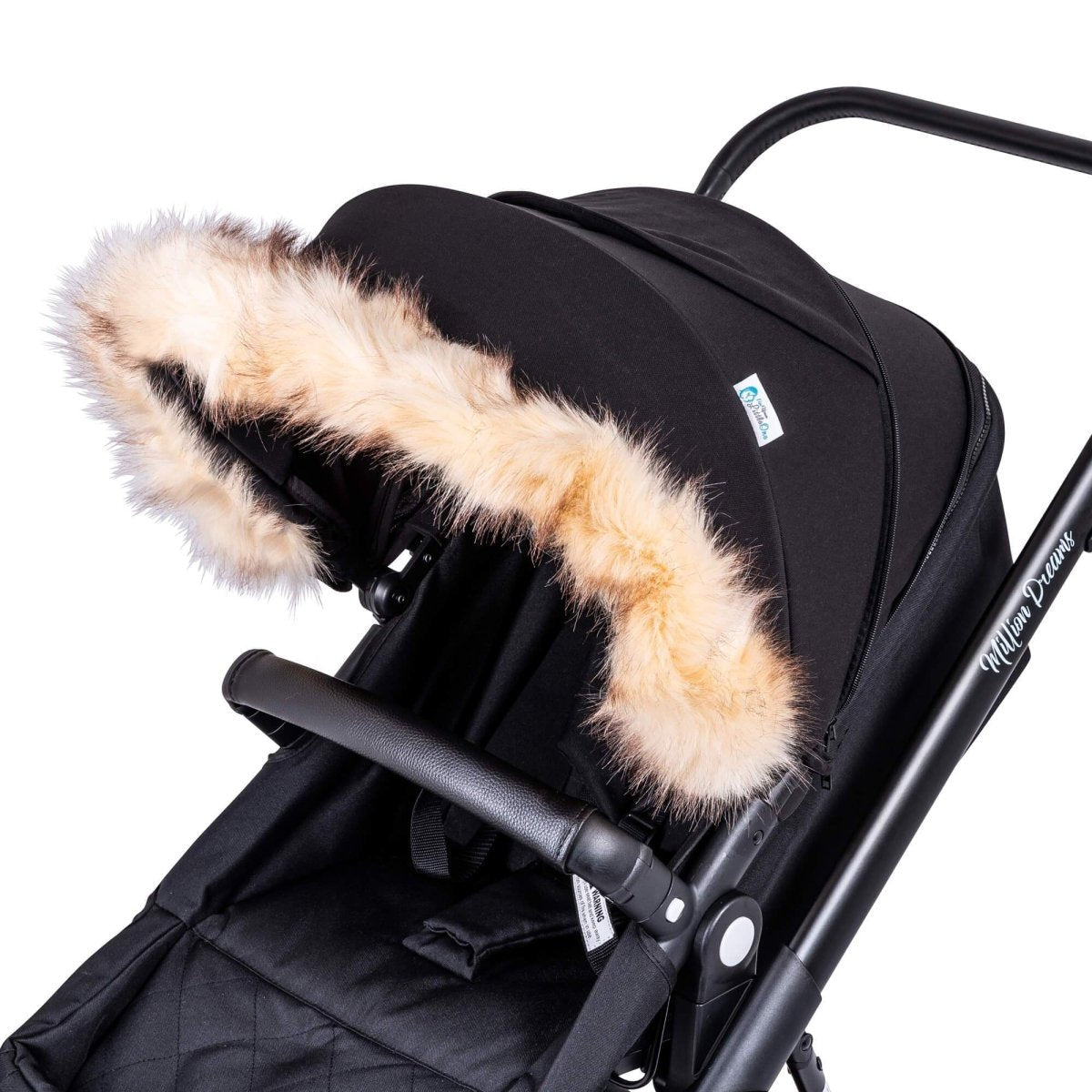Pram Fur Hood Trim – Universal Attachment, Dark or Light Grey