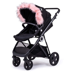 Pram Fur Hood Trim – Universal Attachment, Dark or Light Grey