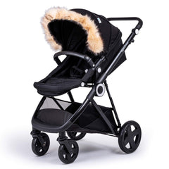 Pram Fur Hood Trim – Universal Attachment, Dark or Light Grey