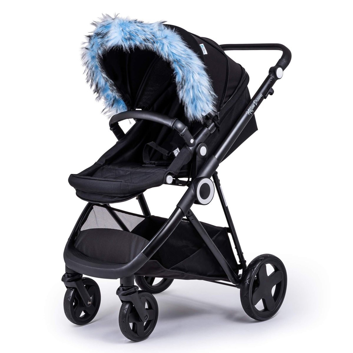 Pram Fur Hood Trim – Universal Attachment, Dark or Light Grey