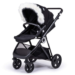 Pram Fur Hood Trim – Universal Attachment, Dark or Light Grey