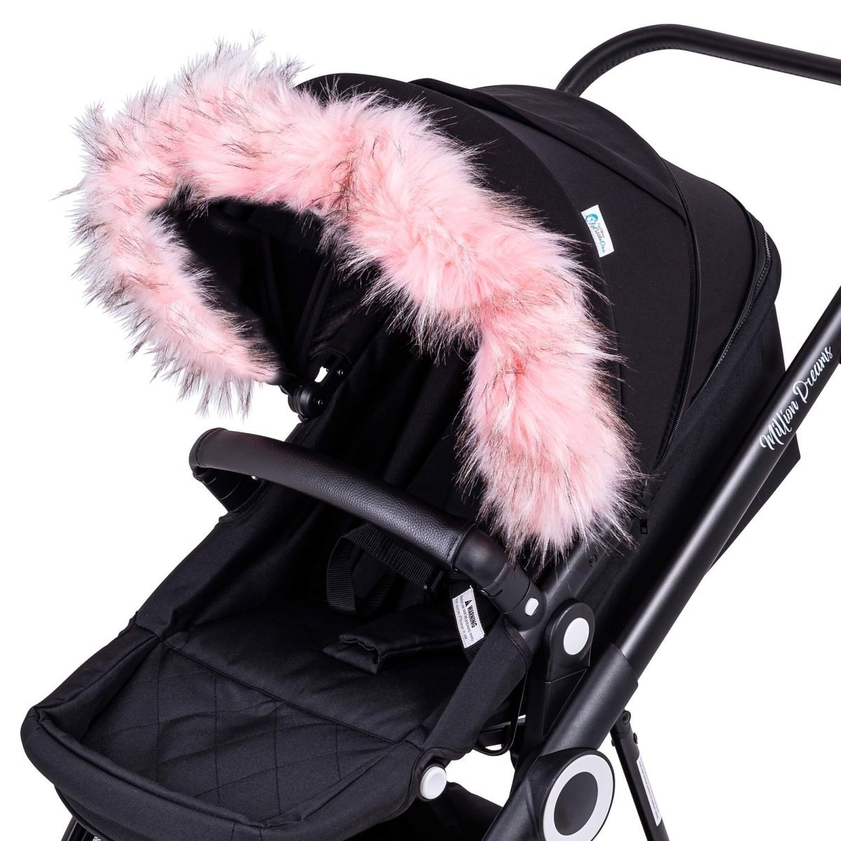 Pram Fur Hood Trim – Universal Attachment, Dark or Light Grey